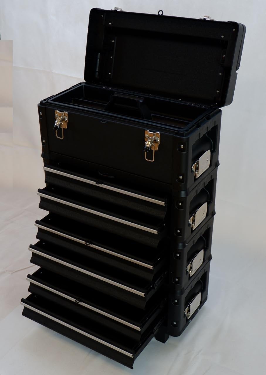 ASS Metall Werkzeugtrolley Werkstattwagen XXL Type: B3-B BLACK EDITION schwarz mit Schubladenverrieg