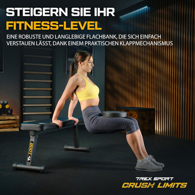 TREX SPORT TX-100B Flachbank | Hantelbank klappbar | Trainingsbank perfekt für Bankdrücken