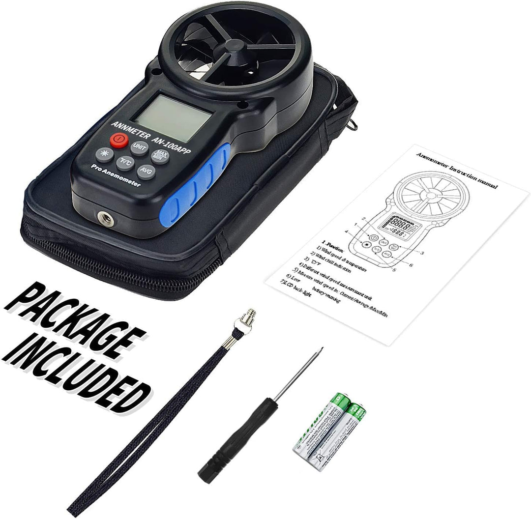 AIOMEST AI-100APP Bluetooth Digital Anemometer, Handgerät, Windgeschwindigkeitsmesser für Luftstromg