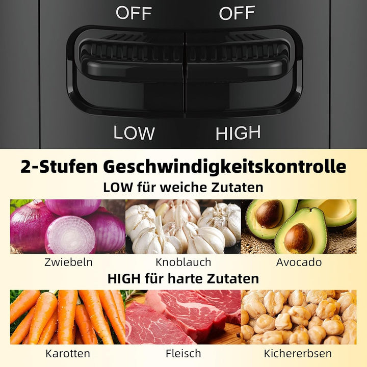Multizerkleinerer Elektrisch | 400W Zerkleinerer küche Elektrisch mit 2 Geschwindigkeiten | 4 Bi-Lev