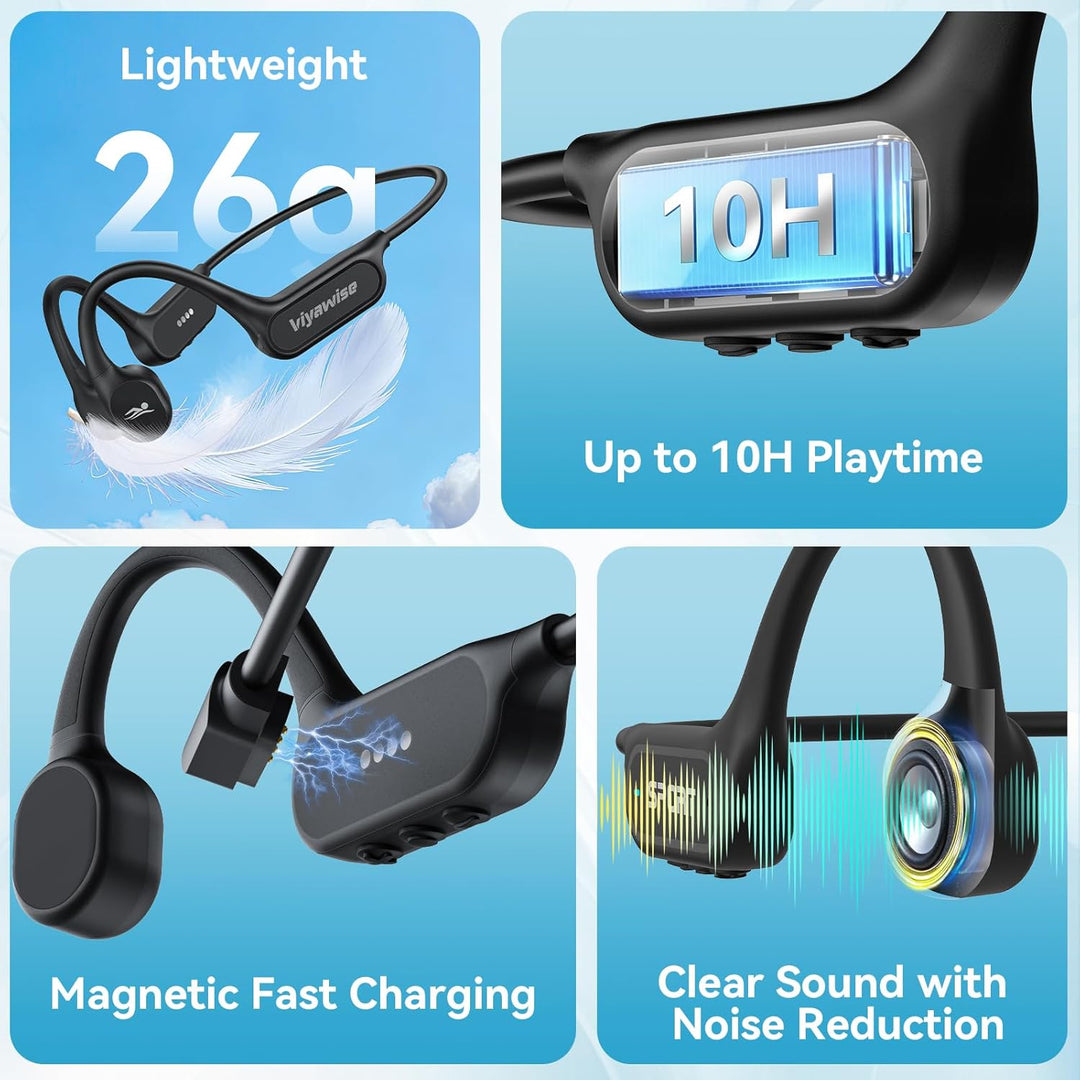 Belife B11 Bone Conduction Headphones, IP68 Waterproof Earbuds for Swimming, 32GB & Bluetooth 6.0 Wi