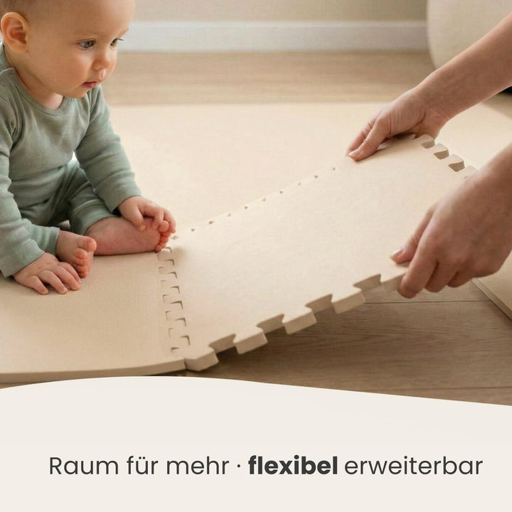 LittleTom Spielmatte Baby Puzzlematte mit Rand - 9 Matten je 30x30x1 cm Krabbelmatte 90x90 cm Bodenm