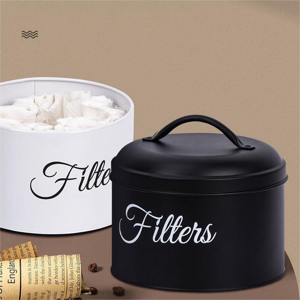 Kaffeefilterhalter, Aufbewahrungskorb für Kaffeefilter mit Deckel, Runder KaffeefilterbehäLter für d