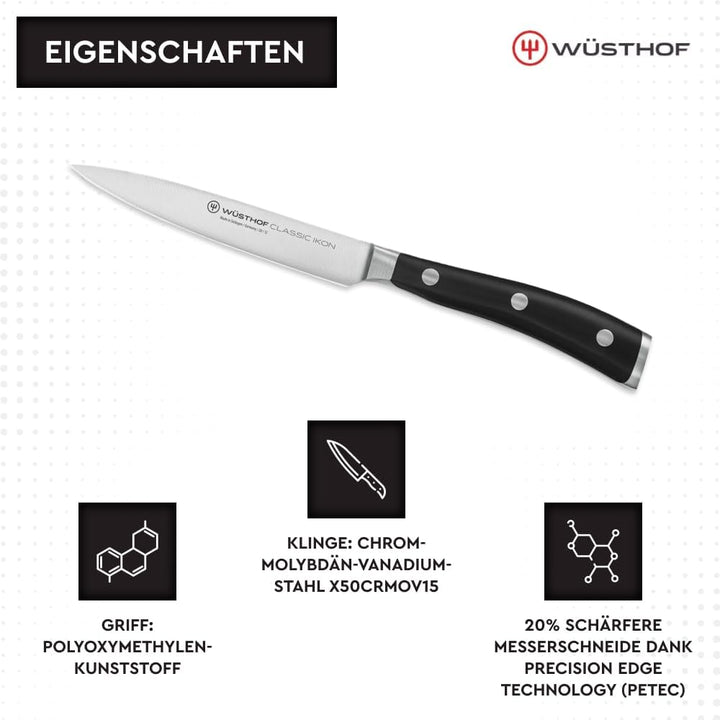 WÜSTHOF Classic Ikon Gemüsemesser 12 cm, Schwarz Schwarz 12