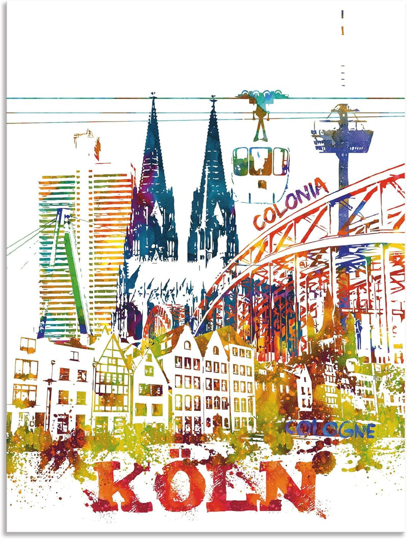 ARTland Wandbild Alu Verbundplatte für Innen & Outdoor Bild 45x60 cm Pop Art Köln Stadt Kölner Dom B