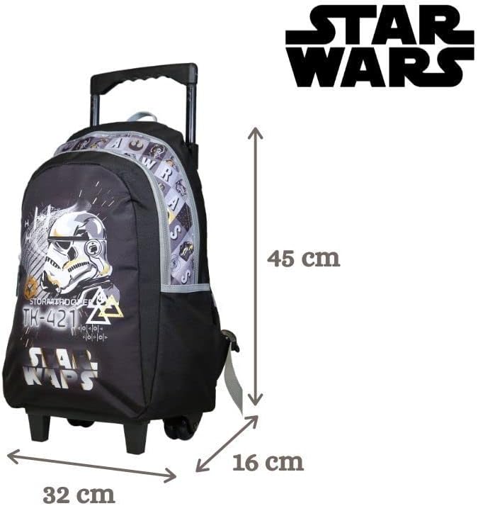 Bagtrotter Disney Star Wars Rucksack mit Rollen, Schwarz