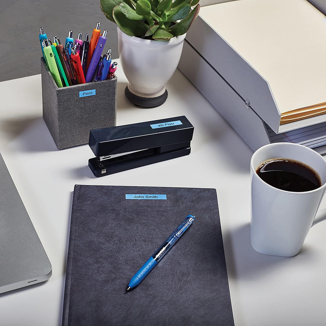 DYMO Original D1-Etikettenband | schwarz auf blau | 9 mm x 7 m | selbstklebendes Schriftband | für L