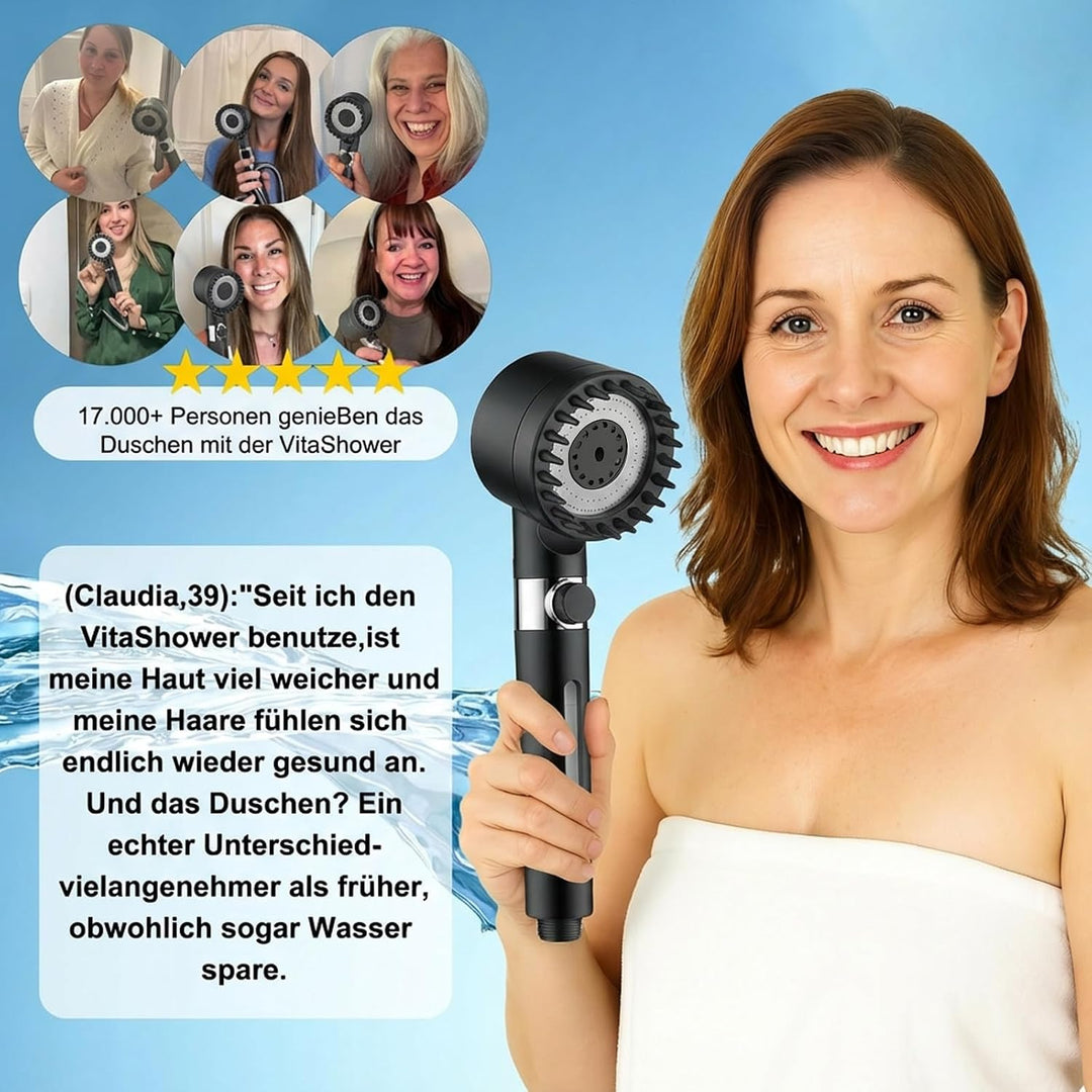 Vitashower Duschkopf, Duschkopf Mit Schlauch Filter, Hochdruck Handbrause, Shower Filter Mit 1,5 M S