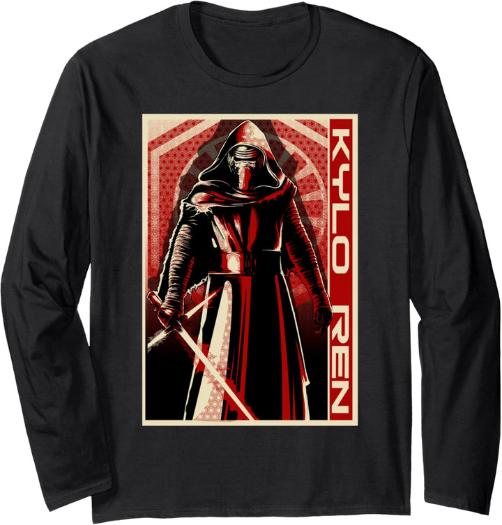 Star Wars The Force Awakens Kylo Ren Red Poster Portrait Langarmshirt