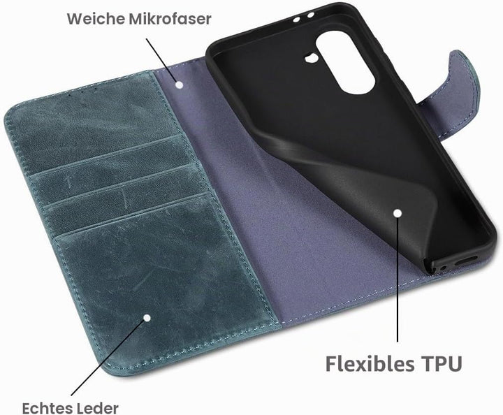 LENSUN Hülle für Samsung Galaxy A56 Echtleder, Lederhülle Handyhülle [Premium Echtes Leder][Magnetve