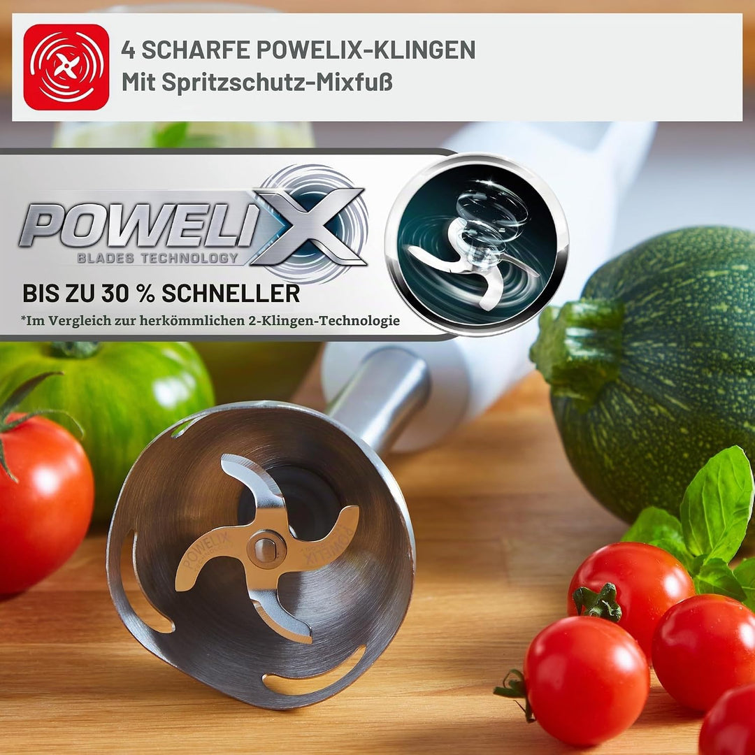 Moulinex Dailychef Weiss DD5511 Stabmixer, 600 W, bis zu 30% schnellere Ergebnisse, 2 Geschwindigkei