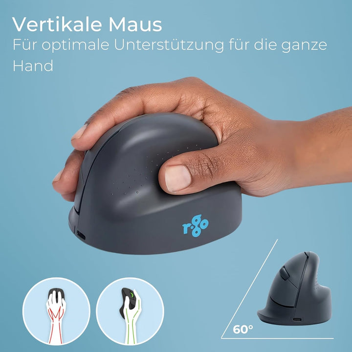 R-Go Compact Break Tastatur Maus Set Kabellos - QWERTZ (DE) - Bluetooth - Ergonomische Funktastatur