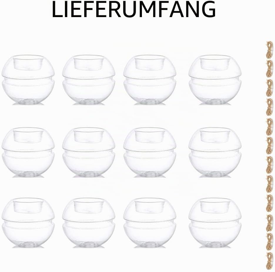 NUPTIO 12 Stück Klarglas Teelichthalter, 2 Nutzungsarten Votive Kerzenhalter, Tischdekoration Hochze