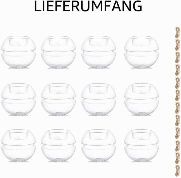 NUPTIO 12 Stück Klarglas Teelichthalter, 2 Nutzungsarten Votive Kerzenhalter, Tischdekoration Hochze