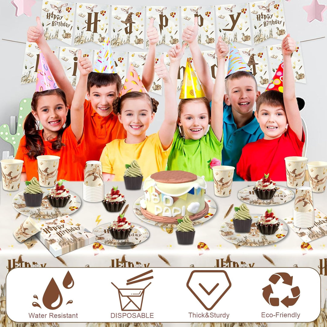 Wizard Geburtstag Deko Harry Partygeschirr Set Kinder- Pappteller Tischdecke Kindergeburtstag Junge