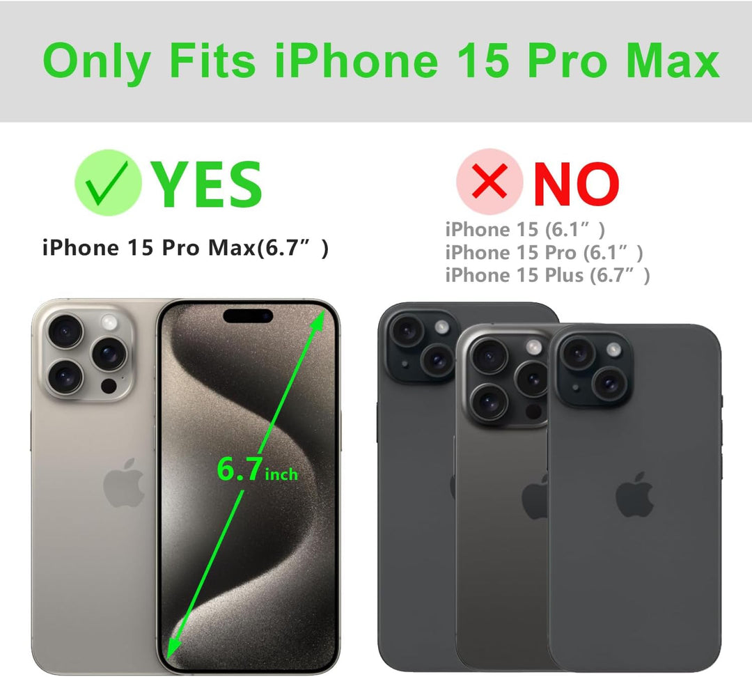 LENSUN Echtleder Hülle für iPhone 15 Pro Max, Handyhülle [Echtes Leder][Kartenfach][RFID Schutz] Han