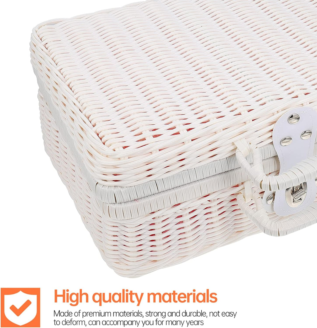 Tomaibaby Rattan Wicker Koffer Wicker Picknick Korb Stroh Lagerung Box mit Griffe Rattan Lagerung Bo
