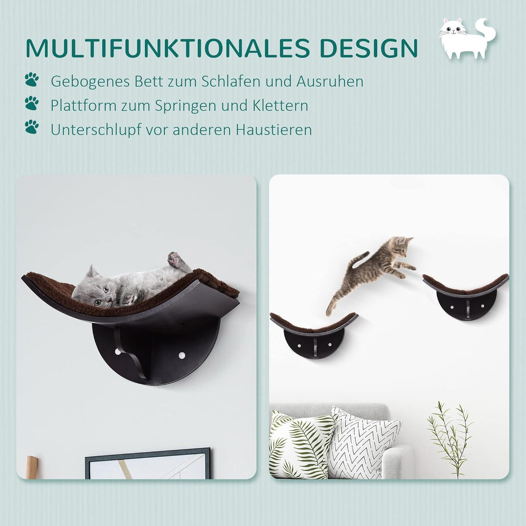 PwaHut Kletterwand Katzen Katzen Kletterwand Katzenregal, Wandmontage Plüschauflage, Wand Katzenmöbe
