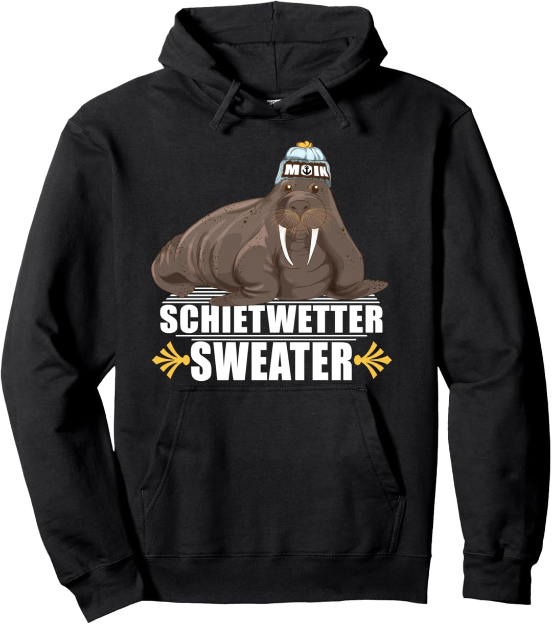 Norddeutsche Schietwetter Plattdeutsch Walross Leuchtturm Pullover Hoodie