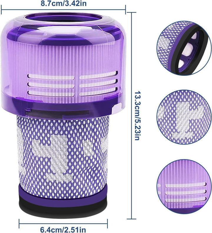 4 Stück Filter für Dyson V12 Staubsauger,Laukowind Waschbar Ersatzfilter für Dyson V12 Detect Absolu