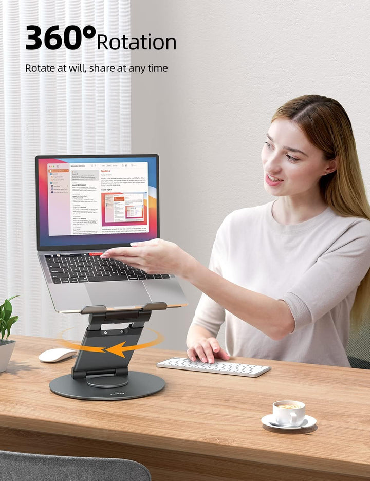 NULAXY Ausziehbare Laptop Ständer mit 360 Drehbarer Basis, Ergonomischer Laptopständer Höhenverstell