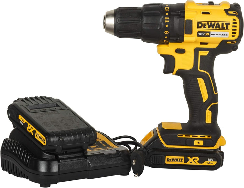 Dewalt Akku-Bohrschrauber (18V, 1.5 Ah, bürstenlos, 15 Drehmomentstufen) & 32-tlg. Schrauberbit-Set