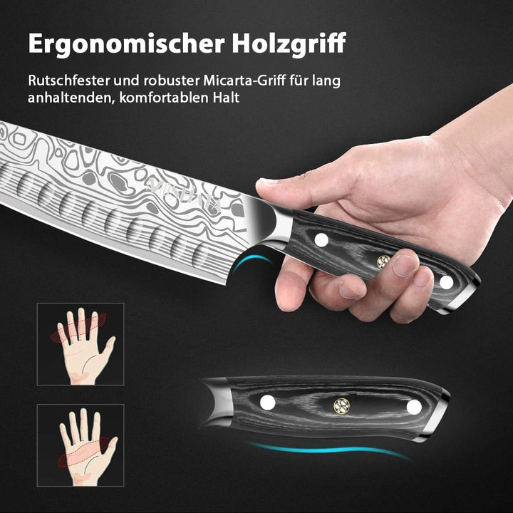MOSFiATA Kochmesser, Santoku Messer Küchenmesser Profi Chefmesser Allzweckmesser Aus Rostfreiem Stah