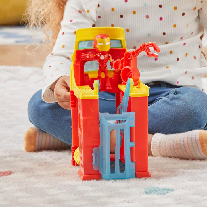 Hasbro Marvel Spidey und Seine Super-Freunde Iron Mans Turm, Spielset mit Iron Man Action-Figur, Sic