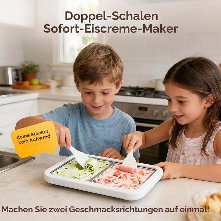 Doppelplatte mit 4 Spateln, Eis Roll Platte Eisplatte, Ice Cream Rolls Maker für Kinder Familie Gela