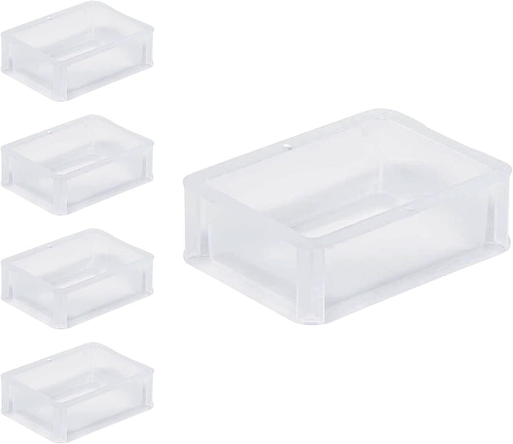PROREGAL SuperSparSet 5x Transparenter Eurobehälter BasicLine mit geschlossenem Griff | HxBxT 7x15x2