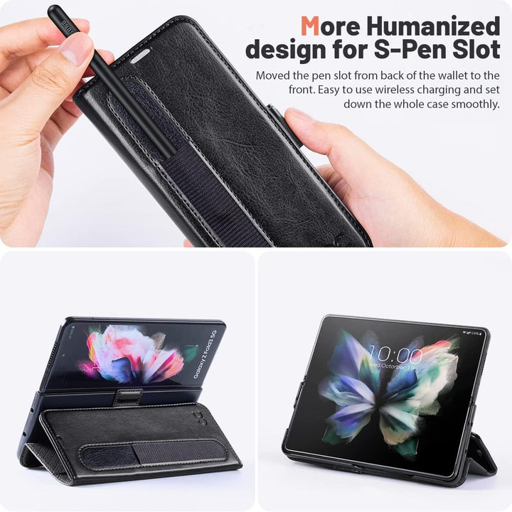 OCASE Hülle Samsung Galaxy Z Fold 4 5G Handyhülle mit [S Pen Halter] [Vorderseite Displayschutz] [Pr