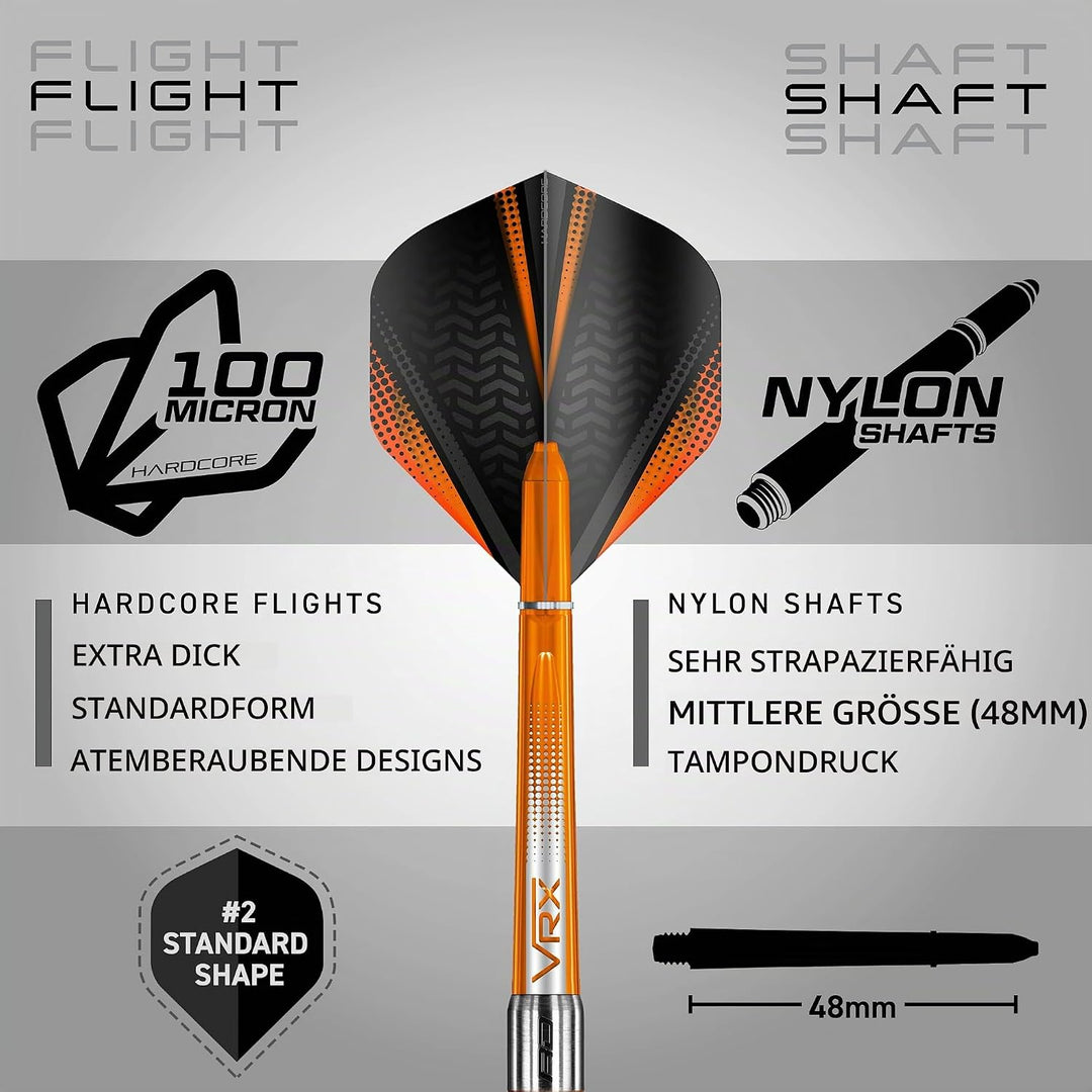 RED DRAGON Amberjack Series Steel Profi Dartpfeile Steeldarts Set mit Flights und Schäfte 22.0 Gramm
