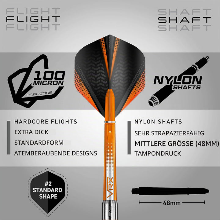 RED DRAGON Amberjack Series Steel Profi Dartpfeile Steeldarts Set mit Flights und Schäfte 22.0 Gramm