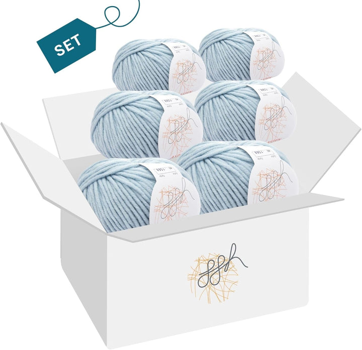 ggh Aspen Box - dicke Merinowolle Mischung - 6x50g Knäuel (insgesamt 300g) - zum Stricken oder Häkel