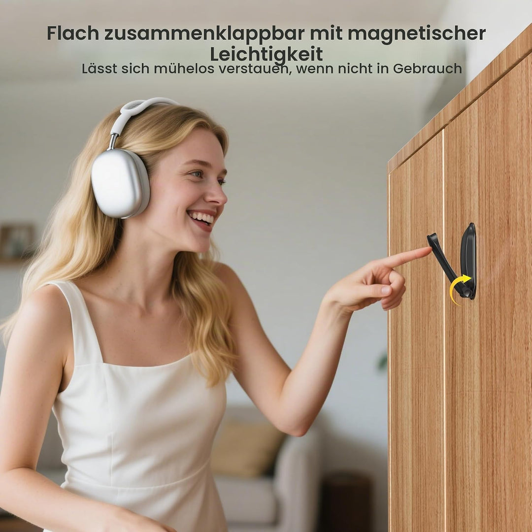 Itramax Kopfhörerhalter,Faltbarer Universal Headset-Ständer Haken für Schreibtisch,2 Stück Selbstkle