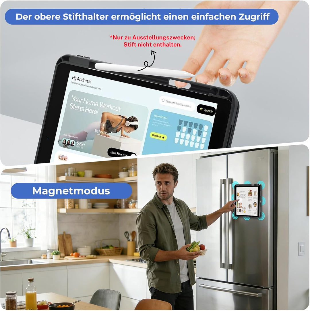 OYEEICE Hülle mit Tastatur für iPad 9/8/ 7 Generation 10,2 Zoll, Vergrösserte Anti-Falloff Tastenkap