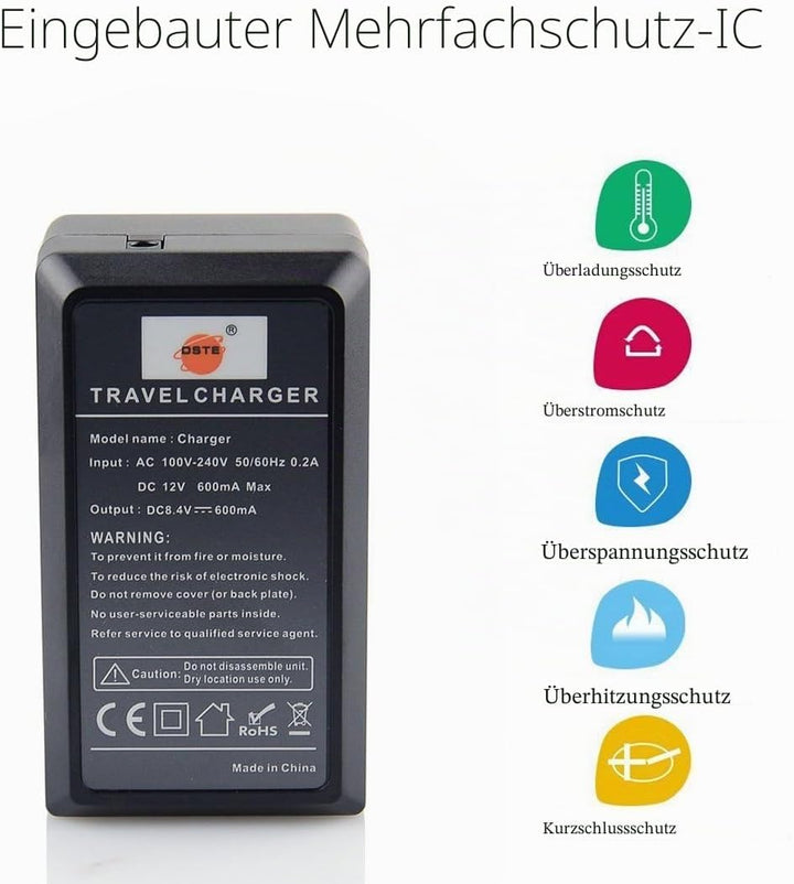 DSTE®（2 Pack） Ersatz Batterie und DC04E Reise Ladegerät Compatible für Sony NP-FH50 DSLR-A290 DSLR-A