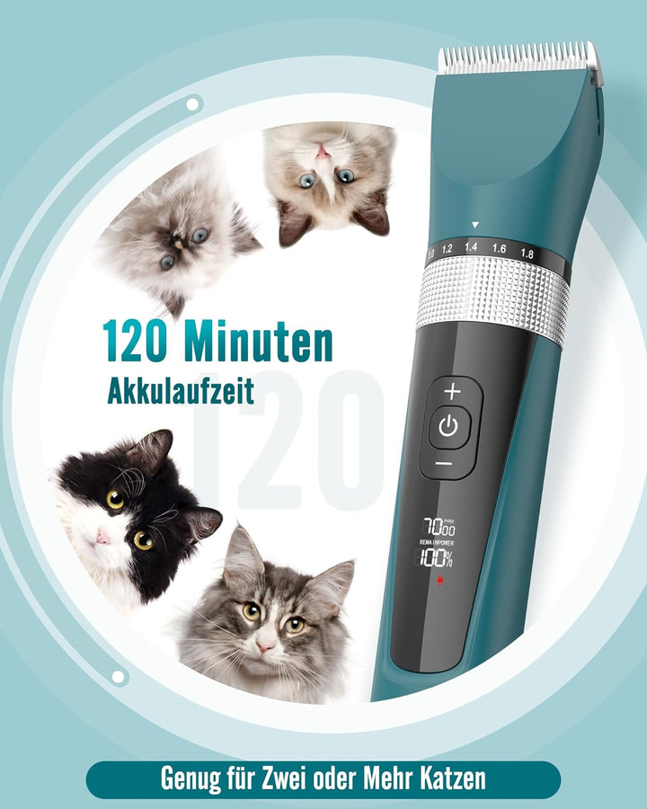 oneisall Schermaschine Katze Leise, Profi Haarschneidemaschine für langhaarkatzen, 5-Geschwindigkeit