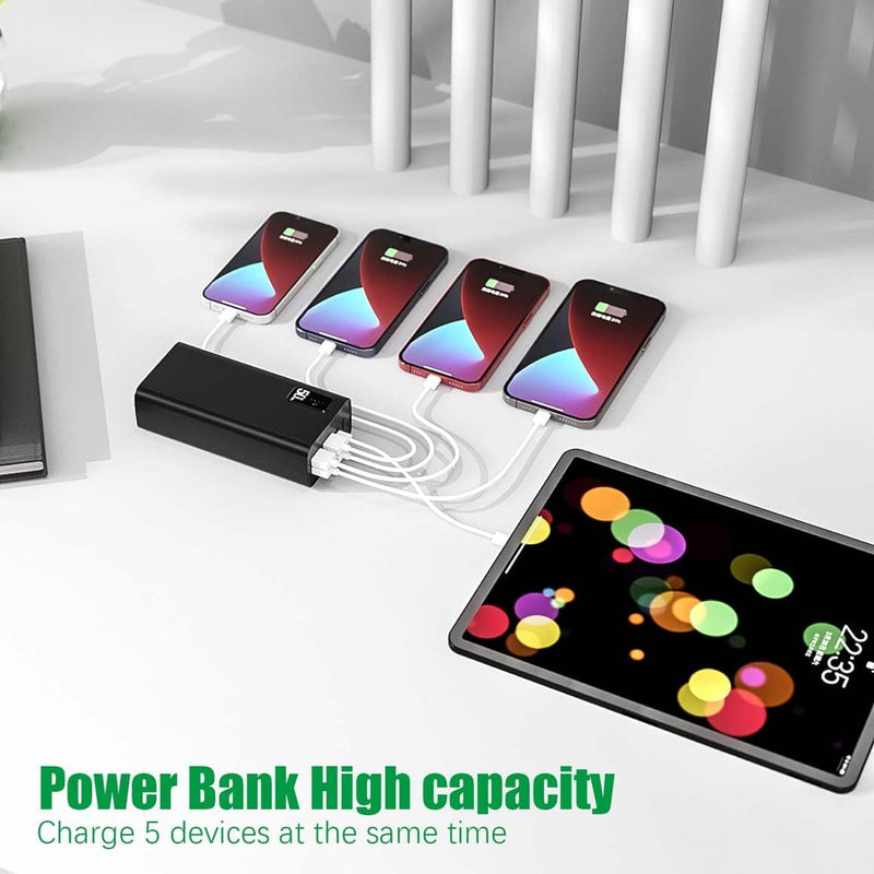 TOOSPON Powerbank 50000mAh,QC3.0 22,5 W & USB C PD20 W Fast Charge, 2 Input und 5 Output (QC & USB &