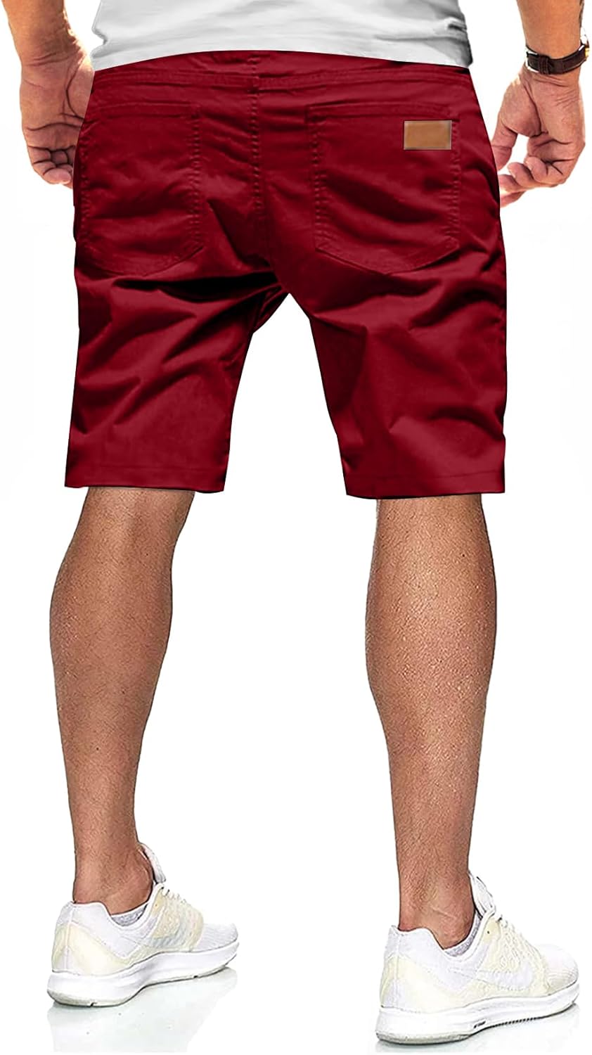 JMIERR Kurze Hosen Herren Shorts Herren Sommer Chino Baumwolle Elastische Taille mit Taschen XXL Rot