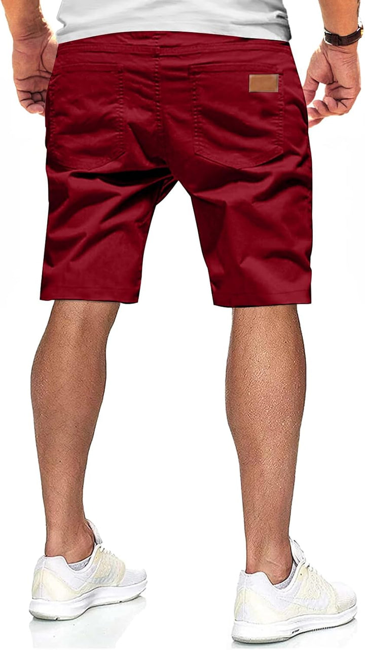 JMIERR Kurze Hosen Herren Shorts Herren Sommer Chino Baumwolle Elastische Taille mit Taschen XXL Rot