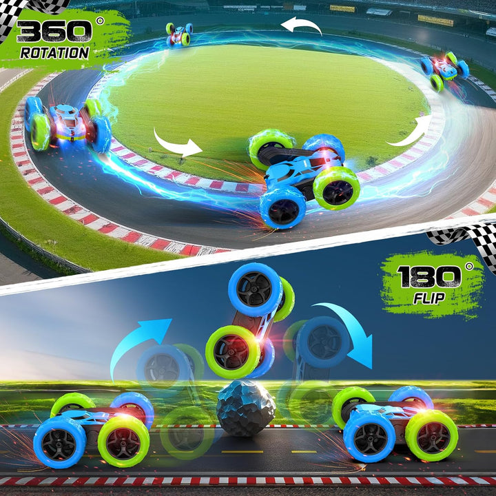 cosone Ferngesteuertes Auto ab 6-12 Jahre 360° Flip RC Car mit LED Licht & USB-C Modular Batteries 4