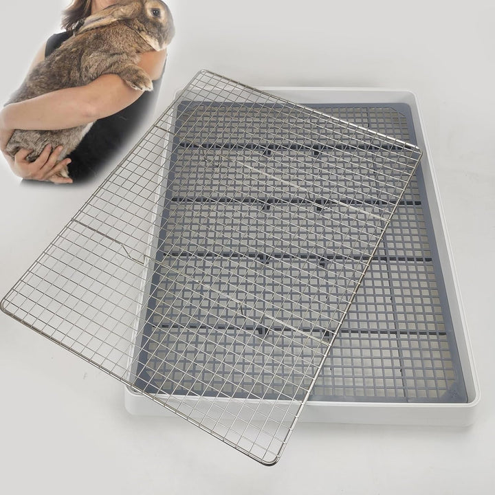 Oncpcare 22x18 Super Grosse Kaninchentoilette mit 2 Rosten (Metall &amp; Kunststoff), Hasenklo für Käfig