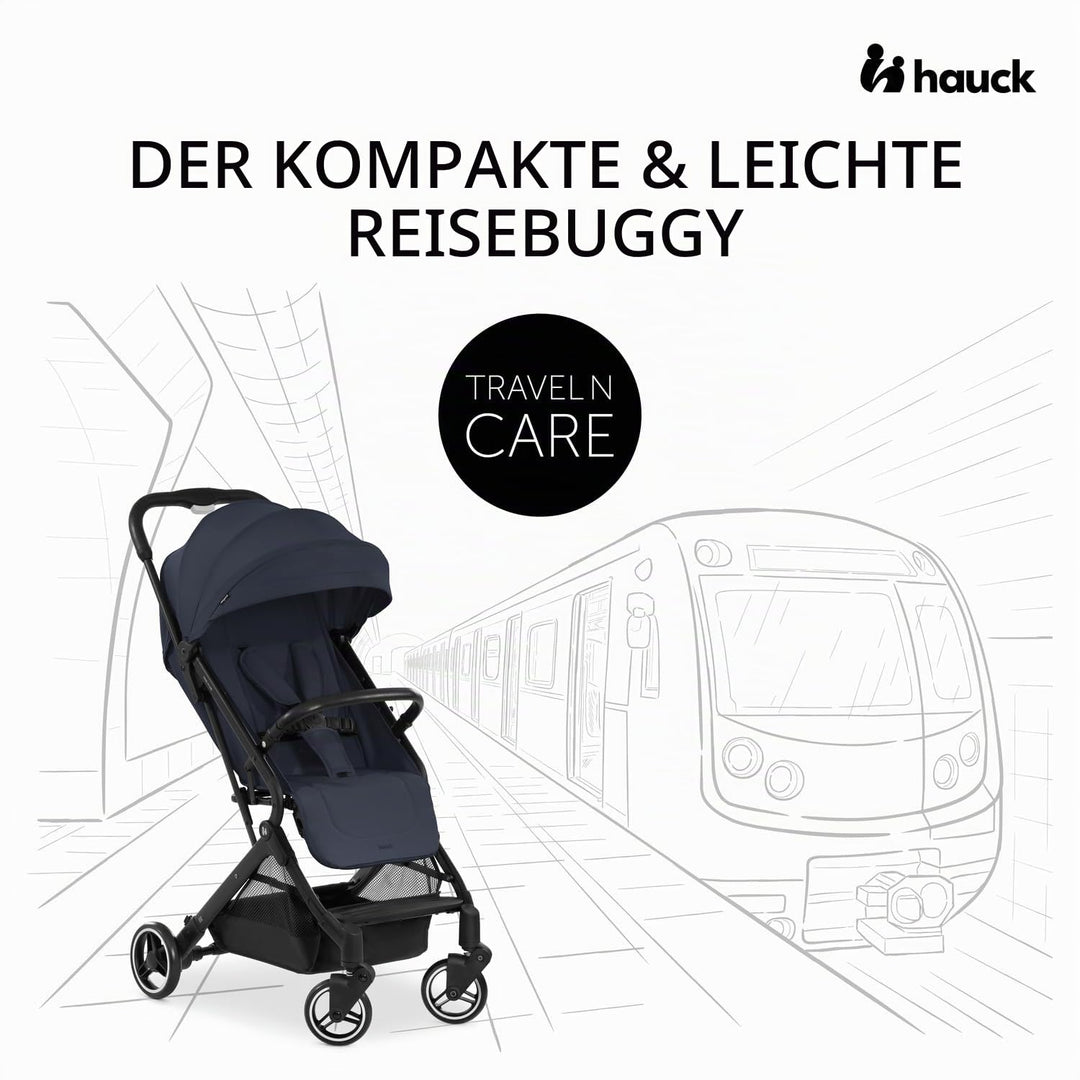 hauck Travel N Care, Dark Navy Blue - Reise Buggy für Kinder ab Geburt bis 22 kg - mit Liegefunktion