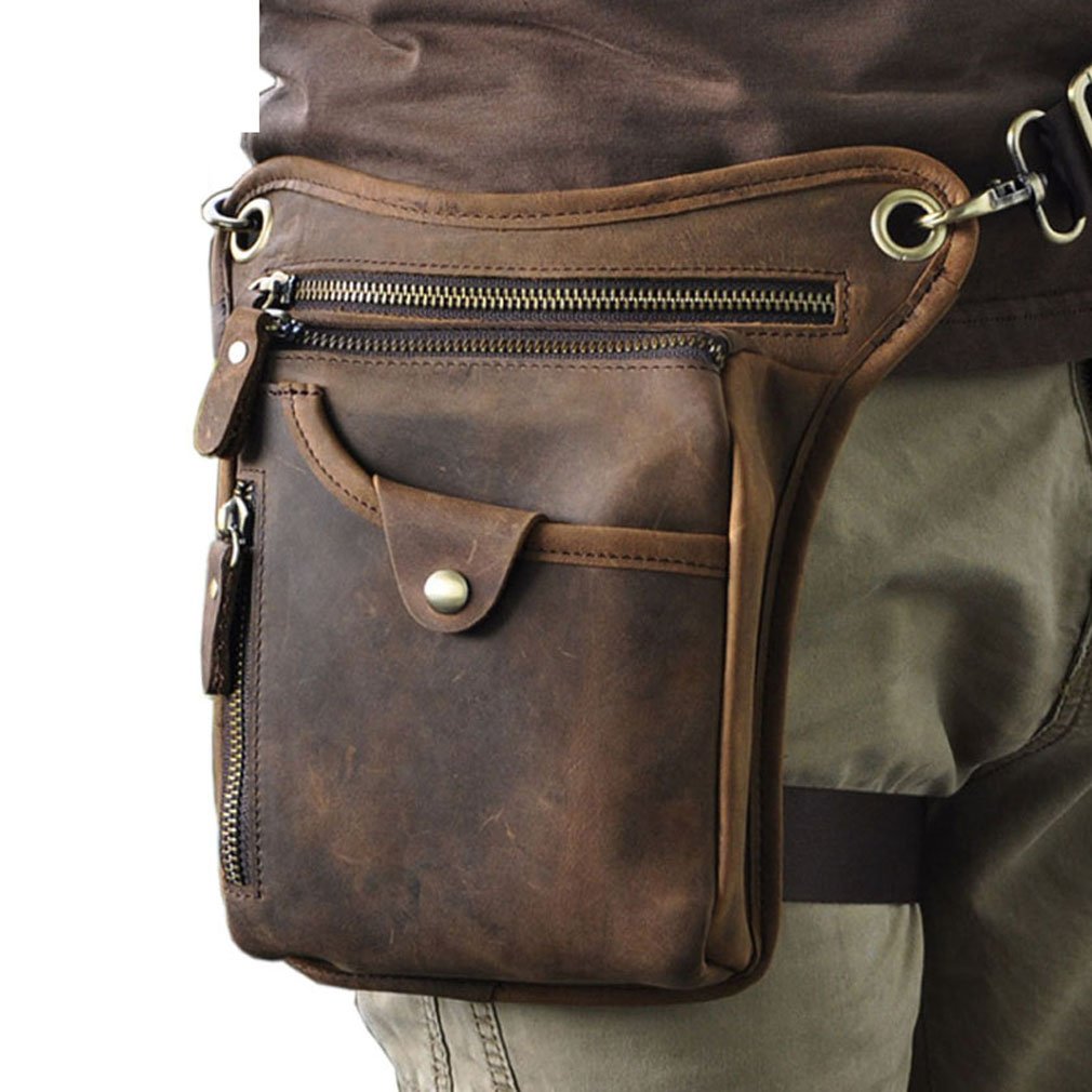 Leder Taille Pack Drop Leg Bag für Herren Damen Gürtel Bauchtasche Mehrzweck Motorrad Fahrrad Outdoo