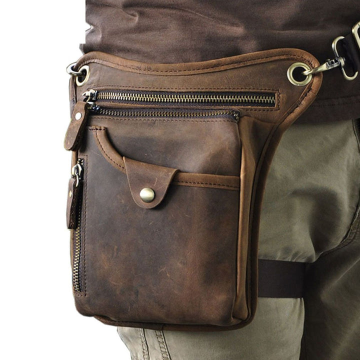 Leder Taille Pack Drop Leg Bag für Herren Damen Gürtel Bauchtasche Mehrzweck Motorrad Fahrrad Outdoo