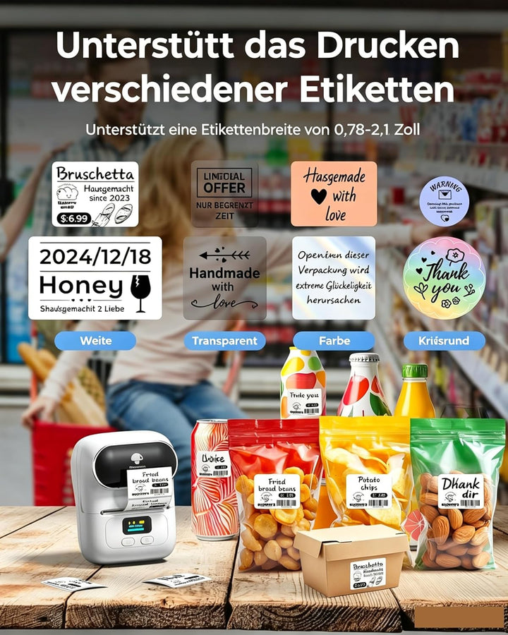 Phomemo M110 Etikettendrucker Bluetooth Etikettiergerät Beschriftungsgerät Selbstklebend, Label Prin