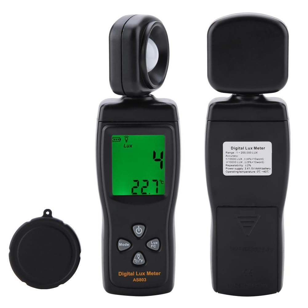 Fyearfly Digitales Luxmeter, 1-200.000 Lux As803 Beleuchtungstester Helligkeitsmessgerät Mit Ultragr