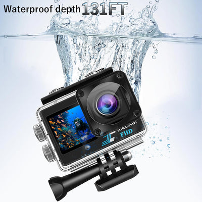 Xilecam Dual Screen Action Cam 1080P /WiFi wasserdichte Kamera, 4 x Zoom, 131 Fuss (40 m), wasserdic