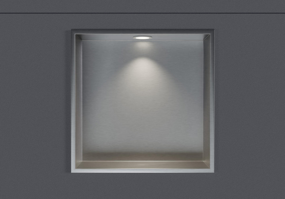 BERNSTEIN® Wandnische aus Edelstahl NT303010X mit LED-Beleuchtung– 30 x 30 x 10 cm – Duschablage für